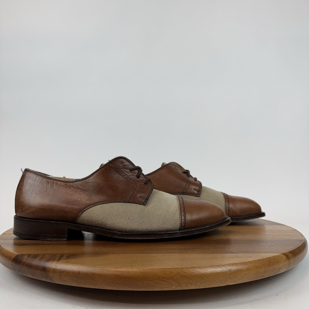 Mens Bally Gobino Brown Leather Cap Toe Dress Shoes Brouge Oxfords Size EU 44